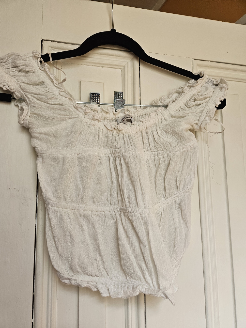 Women’s Off-Shoulder White Smocked Top